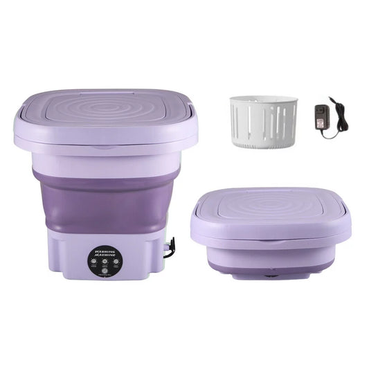 Portable Washing Machine, 8L Foldable Mini Washing Machine, Folding Mini Small Washer for Baby Clothes, Underwear or Small Items, Apartment, Dorm, Camping, RV Travel Laundry-Purple