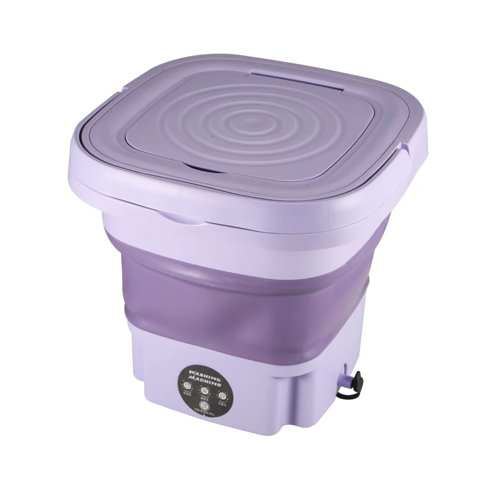 Portable Washing Machine, 8L Foldable Mini Washing Machine, Folding Mini Small Washer for Baby Clothes, Underwear or Small Items, Apartment, Dorm, Camping, RV Travel Laundry-Purple